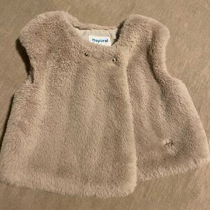 Blush pink faux fur baby vest